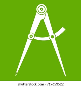Compass tool icon white isolated on green background. Vector illustration