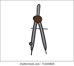 Compass tool for measurements. Vector doodle illustration in eps10