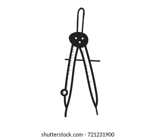Compass tool for measurements. Vector doodle illustration in eps10