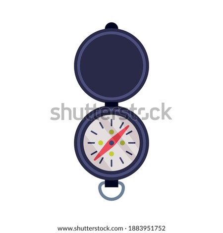 Compass Tool, Navigation Equipment, Hunter Tackles Flat Vector Illustration