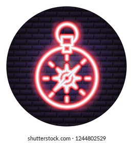 compass tool neon brick wall