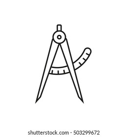 Compass tool outline icon. Architect drawing compass. Vector illustration.