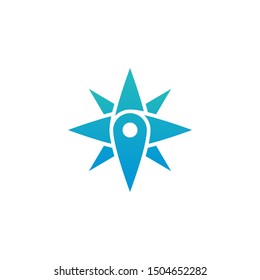Compass Tour Guide Local Pin Map Location Vector Abstract Illustration Logo Icon Design Template Element