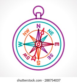 Compass transparent colorful line vector illustration