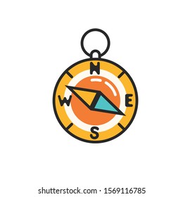Compass Travel Design Element of Isolated Modern Icon with Various Colored Symbol on White Background Style
