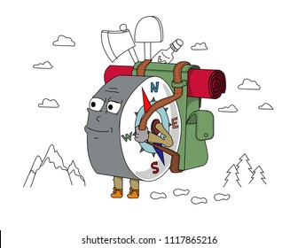 Compass traveling with backpack