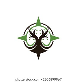 Compass Tree Oak Leaf Nature Creative Logo