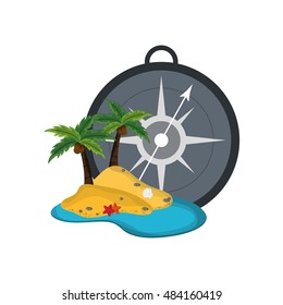compass and tropical island icon