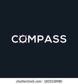 Compass Typography Logo Black White Stock Vector (Royalty Free) 1833158980