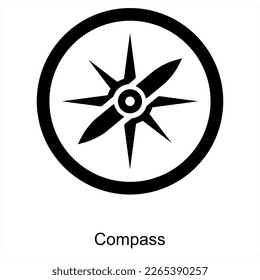 Concepto de icono de brújula y vacaciones