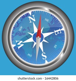 compass vector against blue background