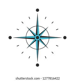 
Compass vector blue and black color Icon. navigation and traveling sign. Black compass with arrows