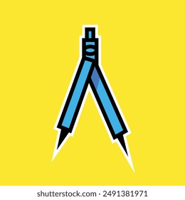 Compass Vector Cartoon Art Illustration on Isolated Background. Back To School Theme Illustration on Isolate. Education Theme Illustration on Isolated Background.