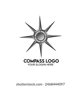Compass vector design illustration template. Navigation, direction, north, south, east and west. Template for your design work. Engraved style vector illustration