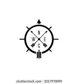 Compass vector design with two crossed arrows, icons, symbols and logos