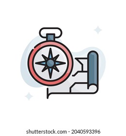 Compass vector filled outline icon style illustration. Eps 10 file