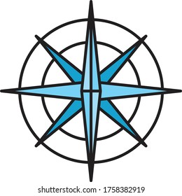 compass vector flat color icon 