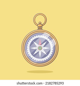Compass Vector Icon Illustration. Navigation Equipment Vector. Flat Cartoon Style Suitable for Web Landing Page, Banner, Flyer, Sticker, Wallpaper, Background