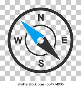 Compass vector icon. Illustration style is flat iconic bicolor blue and gray symbol on a transparent background.