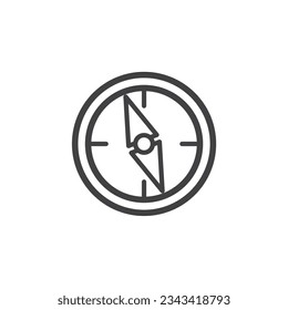 Icono de vector de brújula, brújula de línea de icono sobre fondo blanco, Iconos de navegación de brújula ilustración vectorial, icono de brújula negra vectorial aislado en fondo blanco
