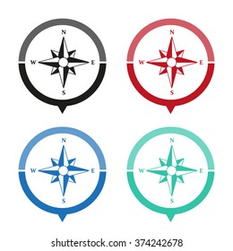 Compass - vector icon; map pointer;  message bubble