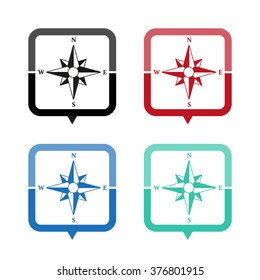 Compass - vector icon; map pointer;  message bubble