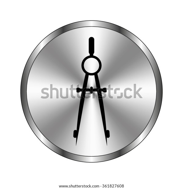 Compass - vector icon; \
metal button