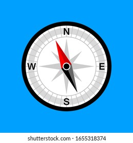 Compass vector icon on blue background 