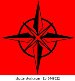 Compass vector icon  on red background