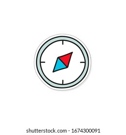 Compass vector icon on white background. Hand drawn sticker.