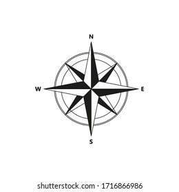 Icono de vector de brújula en fondo blanco.