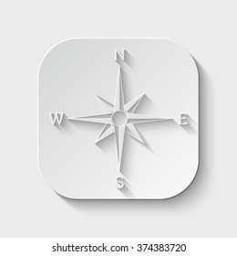 compass vector icon - paper illustration