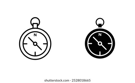 Compass vector icon set in black and white color.