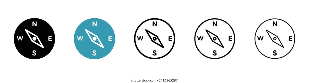 Compass Vector Icon Set. Circle Map Orientation Vector symbol for Ui Designs.
