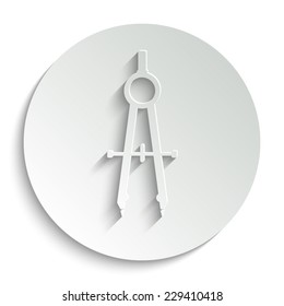 compass  - vector icon with shadow on a round button