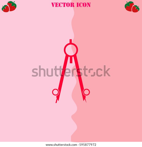 Compass vector \
icon. Strawberry\
Background.