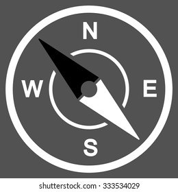 Compass vector icon. Style is bicolor flat symbol, black and white colors, rounded angles, gray background.