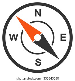 Compass vector icon. Style is bicolor flat symbol, orange and gray colors, rounded angles, white background.