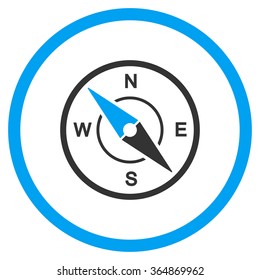 Compass vector icon. Style is bicolor flat circled symbol, blue and gray colors, rounded angles, white background.