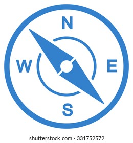 Compass vector icon. Style is flat symbol, cobalt color, rounded angles, white background.