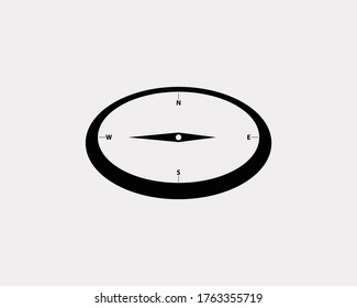 Icono vectorial de brújula. El estilo es símbolo glifo, color negro, ángulos redondeados, fondo blanco.