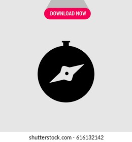 Compass Vector Icon, The symbol of black compass face with white arrows. Simple, modern flat vector illustration for mobile app, website or desktop app   