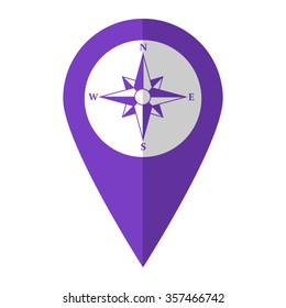 Compass - vector icon;  violet map pointer