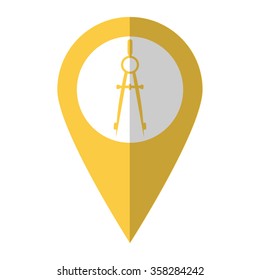 Compass - vector icon;  yellow map pointer