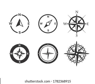 Compass vector icons set isolated on white background