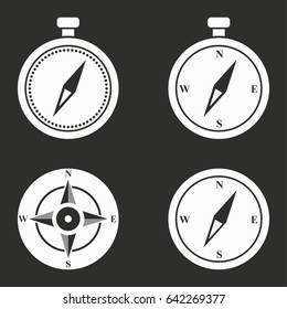 Compass vector icons set. White illustration isolated for graphic and web design.