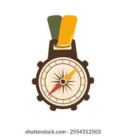 Compass. A vector illustration of a compass with arrows and other markings. Directions, navigation, finding and following paths