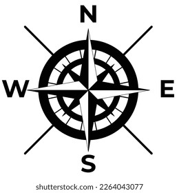 Compass Vector illustration Creative Compass Rose Concept Design black and white without background isolated