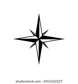 Compass Vector Illustration Compass Direction Icon. Vector compass rose with North, South, East and West indicated