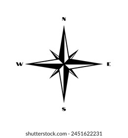 Compass Vector Illustration Compass Direction Icon. Vector compass rose with North, South, East and West indicated